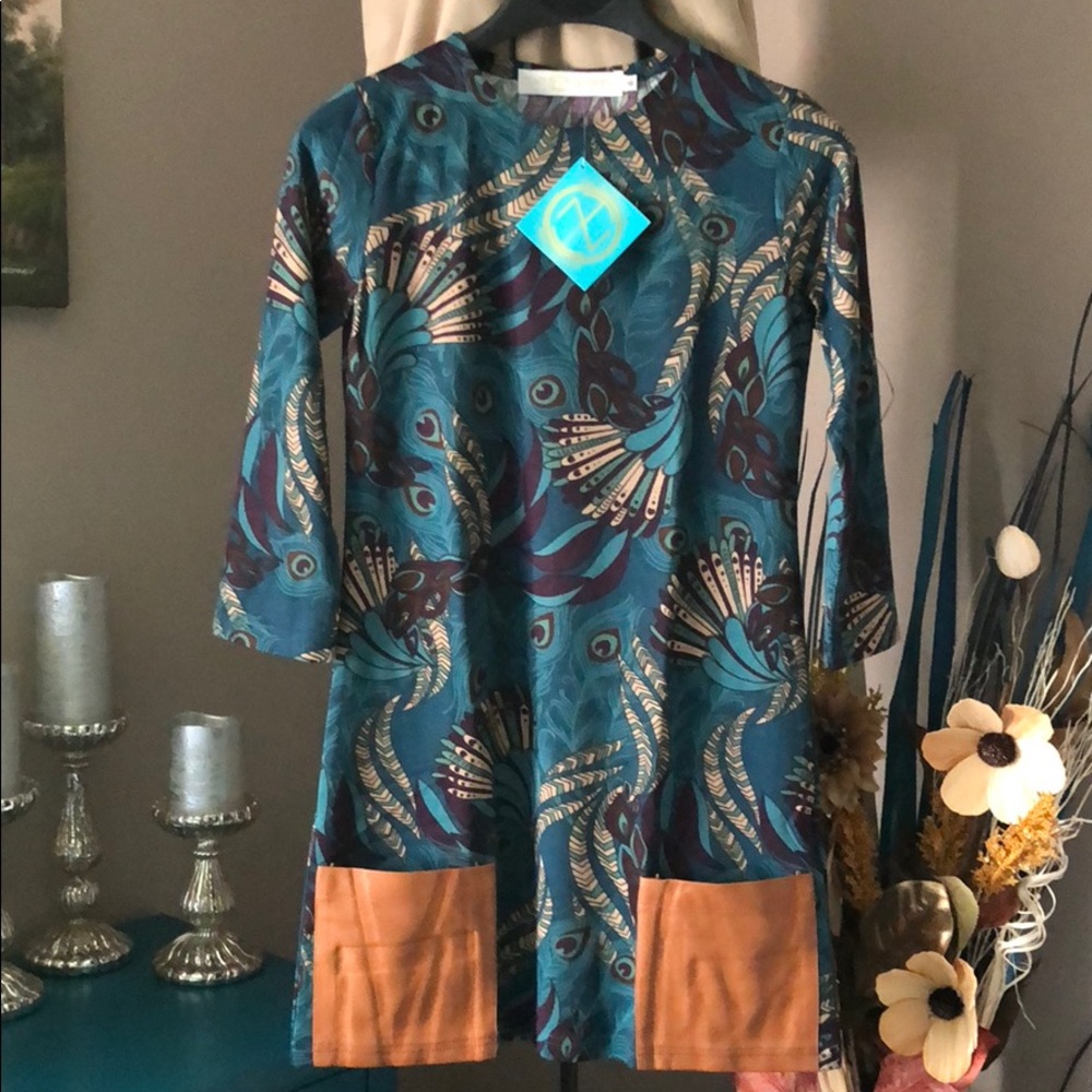 Vivian- Peacock Dress w/ Pockets